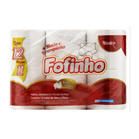 Papel higienico fofinho folha dupla neutro com 12 unidades 30m