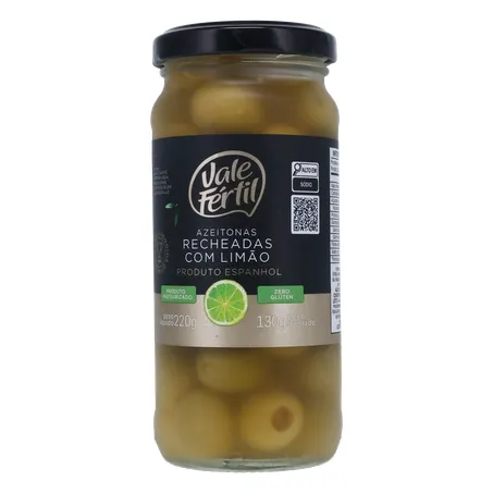 AZEITONA VERDE VALE FERTIL RECHEADO COM LIMÃO VIDRO 130G 360-1