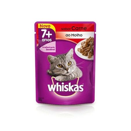 Ração Whiskas +7 Anos Sachê Carne 85g