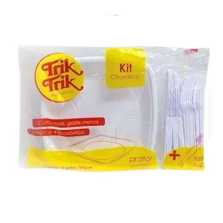 KIT CHURRASCO BIODEGRADAVEL BRANCO