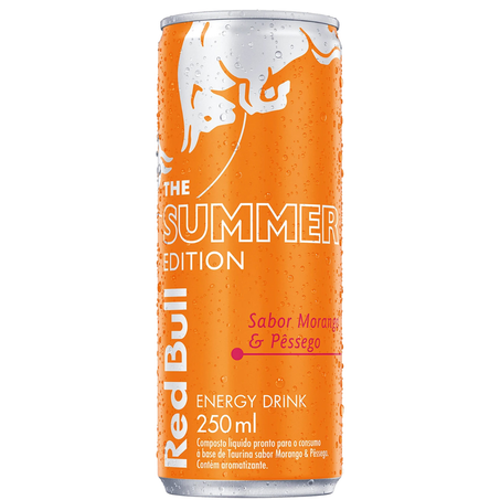 Energetico red bull 250ml lata morango e pessego