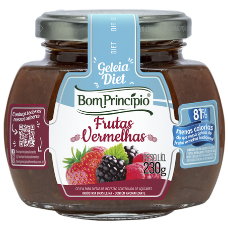 GELEIA FRUTAS VERMELHAS DIET 230G - BOM PRINCIPIO