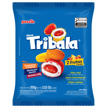 BALA PECCIN TRIBALA 2 FRUTAS PACOTE 100G