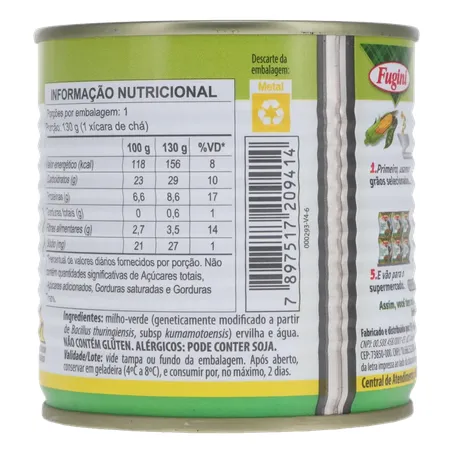 Ervilha e Milho Verde em Conserva Fugini Cozido Ao Vapor Lata 200gr 360-15