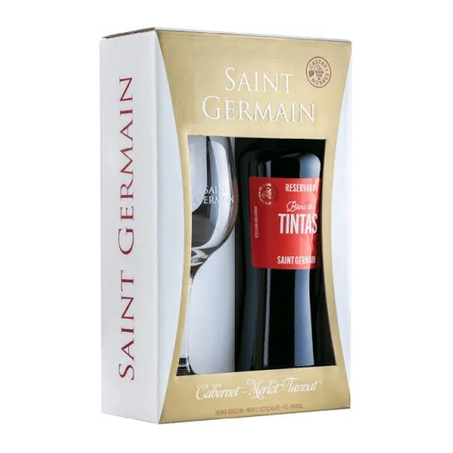 Kit Vinho Saint Germain Carbenet Garrafa 750ml Com taça