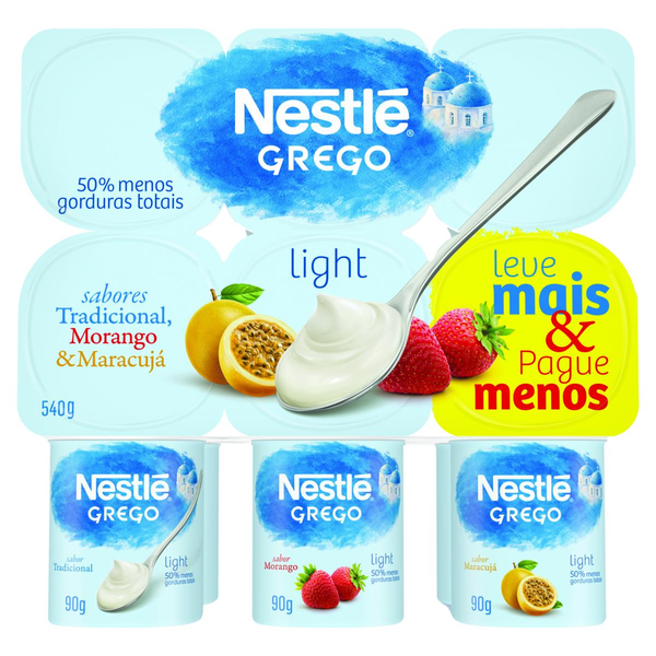 Iogurte Grego Nestlé 540g - Light - Maracujá, Morango e