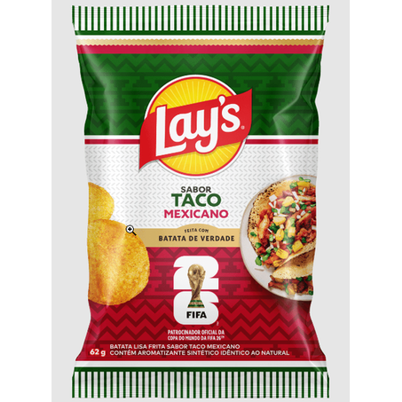 SALGADINHO LAYS ELMA CHIPS FIFA TACO MEXICANO 62G