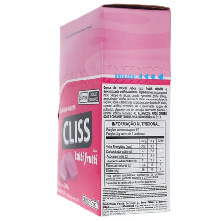 Goma de Mascar Cliss Tutti Frutti Caixa 201gr 360-25