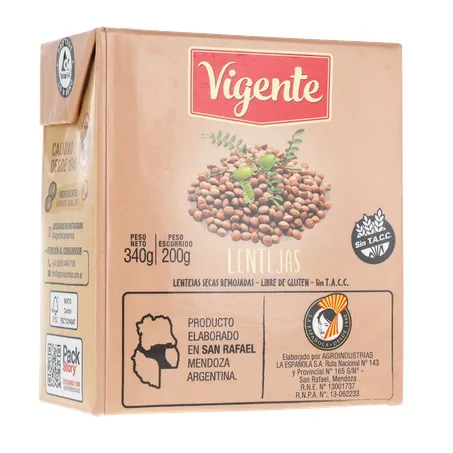 LENTILHA EM CONSERVA IMPORTADO DA ARGENTINA VIGENTE TP 200G 360-16