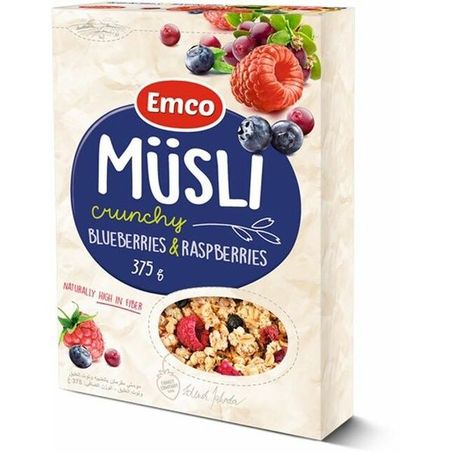 Musli crocante mirtilo/framboesa emco 375g