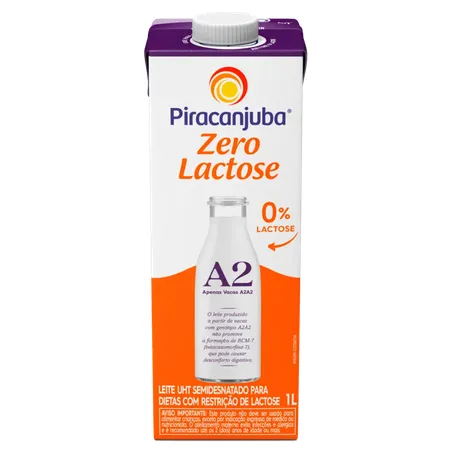 Leite Piracanjuba A2 Semi Desnatado Zero Lactose 1l