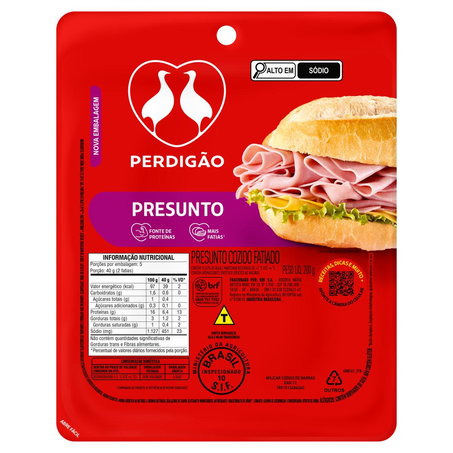 Presunto Perdigão 200g - Fatiado - A Vácuo