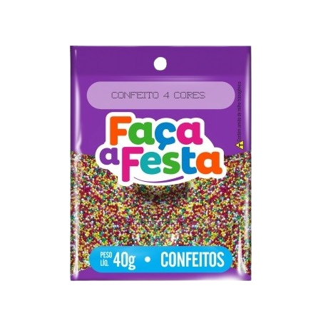 Confeito miçanga colorida faça festa 40g