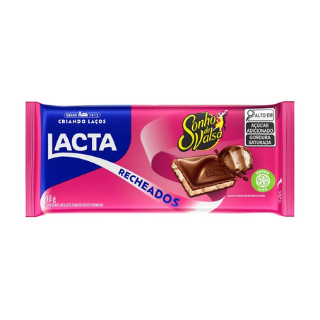 Chocolate recheado sonho de valsa lacta 98g