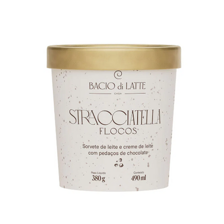SORVETE BACIO DI LATTE 490ML STRACCIATELLA FLOCOS