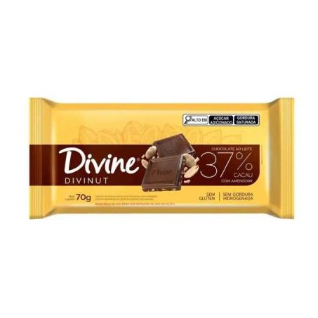 Chocolate Divine Ao Leite 37% Cacau Rech Creme Amendoim 90 G