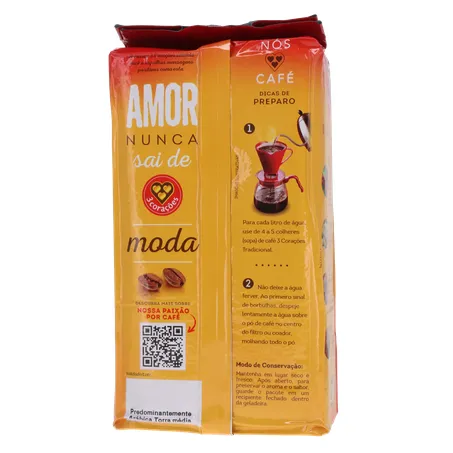 Cafe 3 coracoes tradicional vacuo lv500g pg 475g 360-19