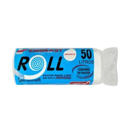 Saco lixo embrast 50ltroll branco c/40