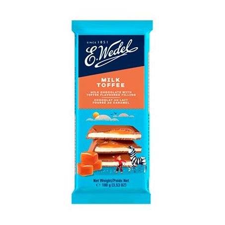 Choc barra wendel milk toffee 100g