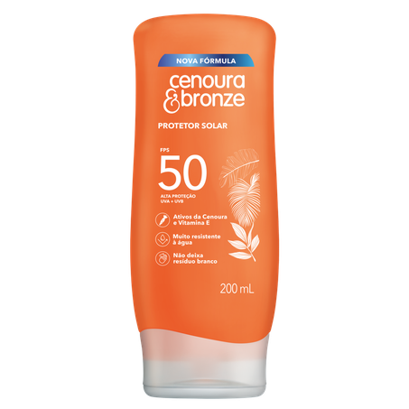 Protetor Solar Loção Ativos da Cenoura e Vitamina e Fps 50 Cenoura  Bronze Frasco 200ml