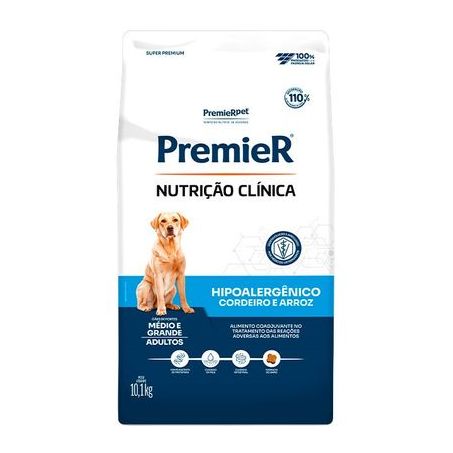 Ração Premier Nutrição Clínica Hipoalergênico para Cães de Médio e Grande Porte Cordeiro e Arroz 10,1kg