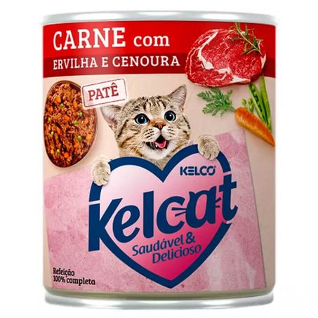 RACAO GATO KELCAT CARNE/ERVILHA/CENOURA LT 280G
