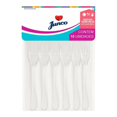 Garfo Plastico Junco 10un Grande Refeicao Cristal