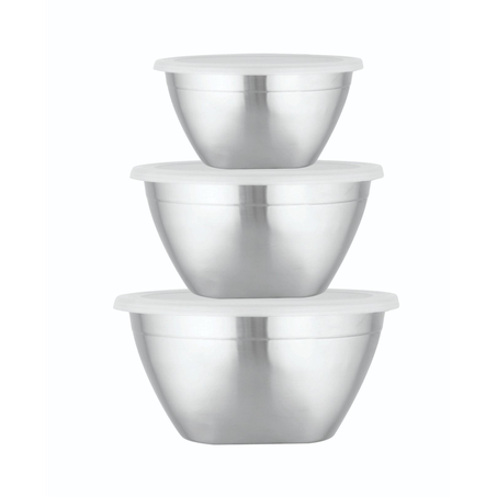Conjunto Bowls Tezor Inox com Tampa 3 Peças