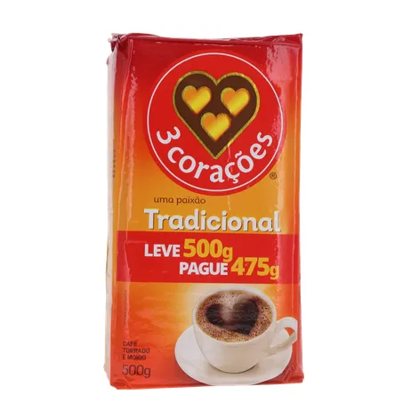 Cafe 3 coracoes tradicional vacuo lv500g pg 475g 360-35