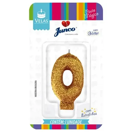 Vela Aniversario Junco Live Colors N0 Glitter Ouro