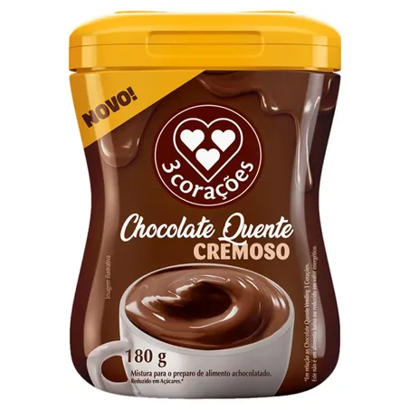 Chocolate Quente Cremoso em Pó 3corações Pote 180gr