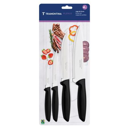 Jogo Facas Tramontina 4pcs Plenus Aco Inox