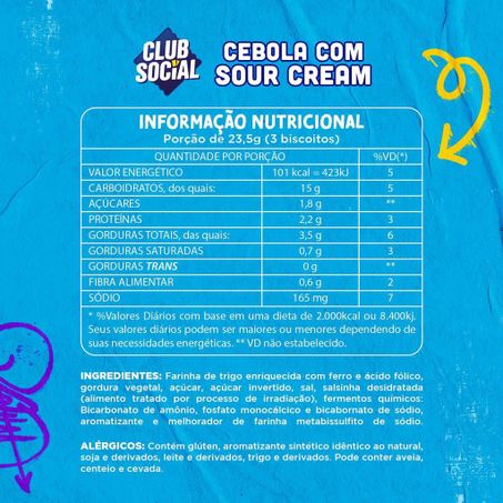 BISCOITO SALGADO CLUB SOCIAL CEBOLA COM SOUR CREAM 141G 360-2