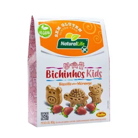 Biscoito Bichinhos Kids Morango 80g