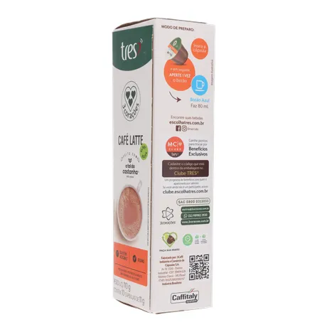 Café com Leite em Cápsula 3corações Latte Vegano Caixa com 10un - 110gr 360-6