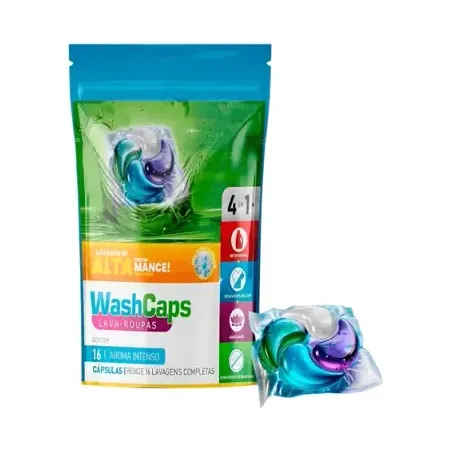 Wash Caps Aroma Suave para Lavar Roupas 16 Cápsulas