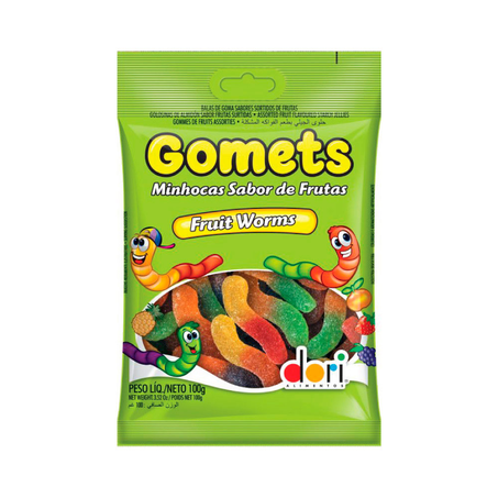 Bala de Goma Dori Gomets Minhoca de Frutas 100G