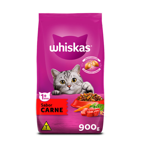 RAÇÃO WHISKAS CARNE 900G ADULTO
