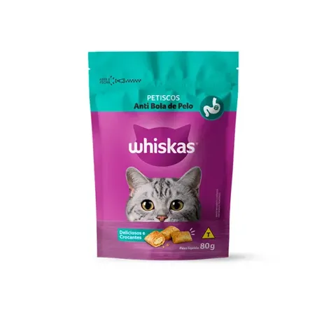 WHISKAS PETISCO 80G ANTI BOLA DEPELO