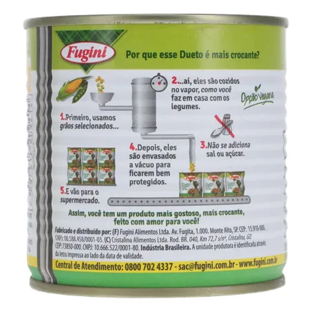 Ervilha e Milho Verde em Conserva Fugini Cozido Ao Vapor Lata 200gr 360-24