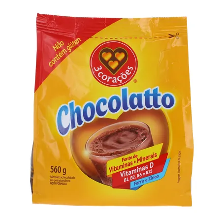 ACHOCOLATADO 3 CORAÇÕES CHOCOLATTO SACHÊ 560G 360-0