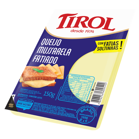 Queijo mussarela fatiado tirol 150g