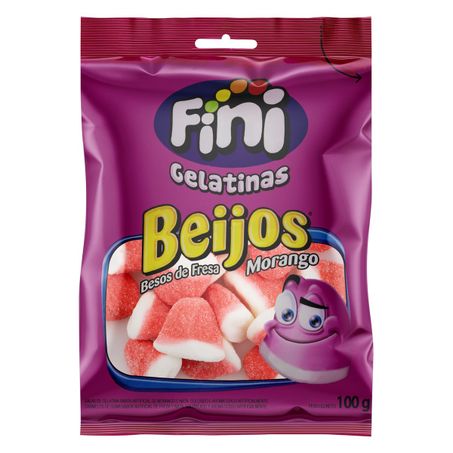 BALAS DE GELATINA MORANGO BEIJOS FINI