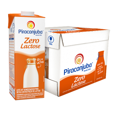 LEITE PIRACANJUBA ZERO LACTOSE 1L 12UN