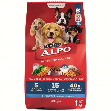 Alimento Para Cães Purina Alpo Filhote Carne,Frango,Cereais,Vegetais e Leite Pacote 1kg 
 
