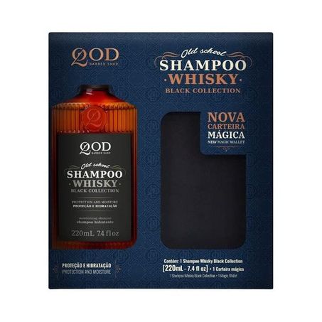 KIT QOD BARBER SHOP SHAMPOO WHISKY 220ML + CARTEIRA MÁGICA