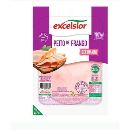 Peito de Frango Defumado Fatiado Excelsior Pacote 300g