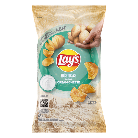 Batata rústicas lays cream cheese 68g