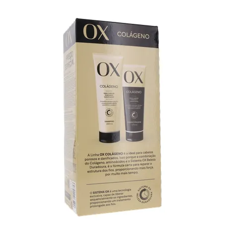 Kit Shampoo 200ml + Condicionador 170ml Ox Colágeno Caixa 370ml 360-16