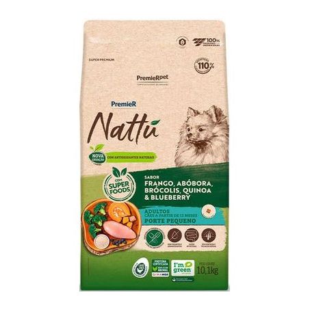 Ração Premier Nattu para Cães Adultos de Raças Pequenas Sabor Abóbora 10,1Kg